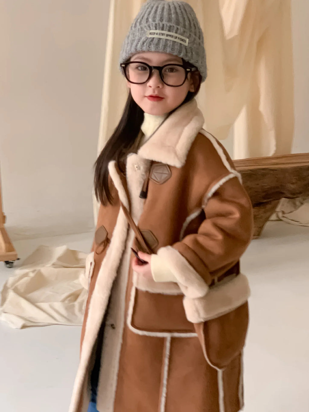 Girls Coat Melard Coat Children New Winter Thickened Foreign Air Long Coat Female Treasure Fur One Coat
