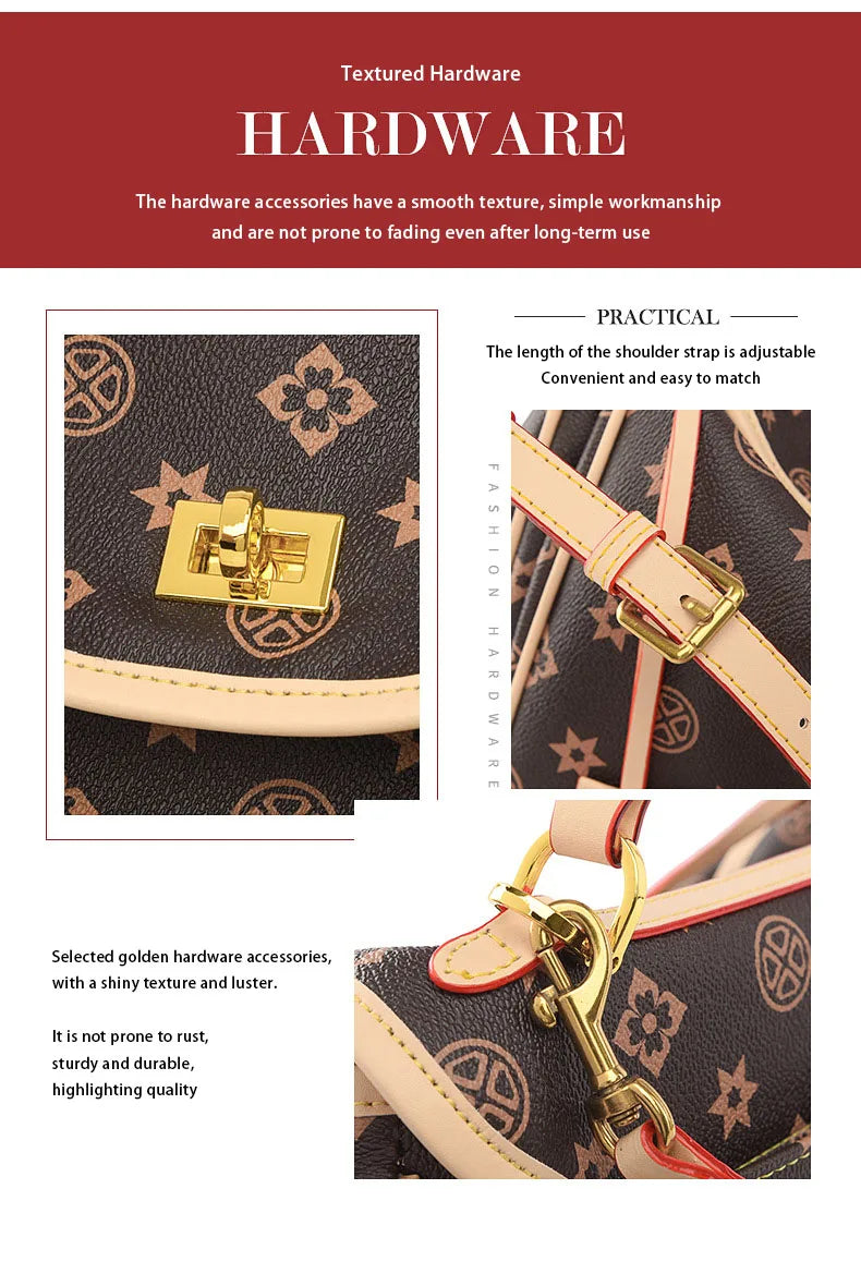 Ladies' tote bag, European and American retro handbag, printed underarm bag, fashionable commuting crossbody bag