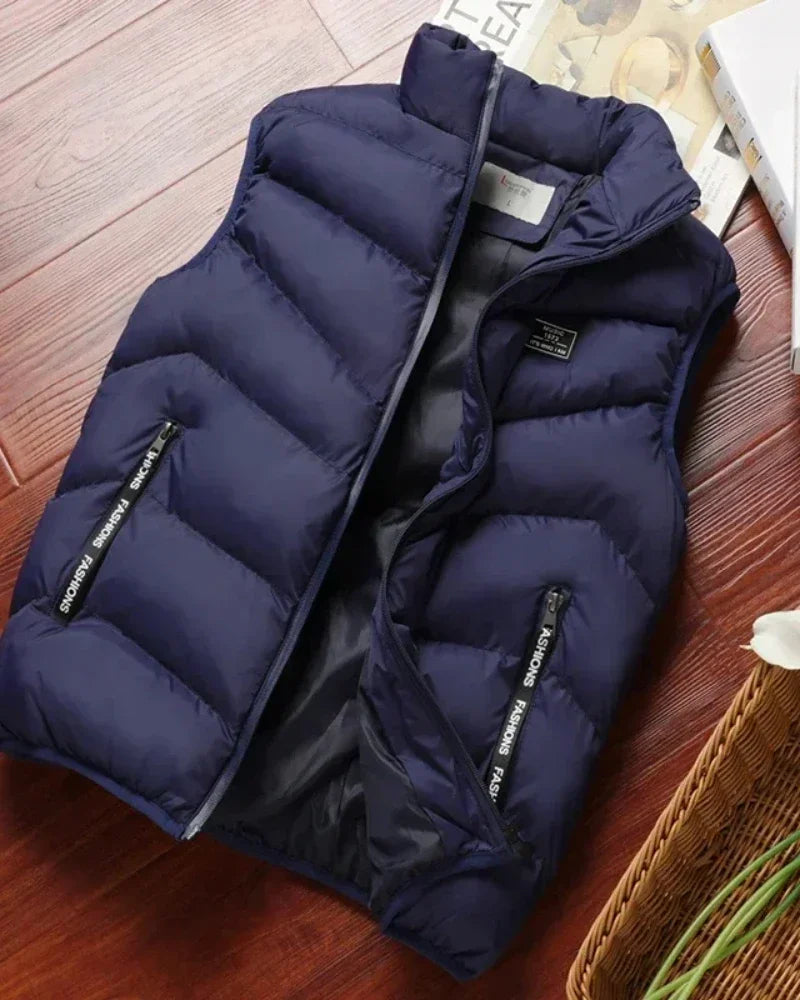 2025 New Puffer Sleeveless Coats Mens Solid Color Down Jacket Winter Warm Vest Jacket Men Waistcoat Outwear Windbreaker Clothing