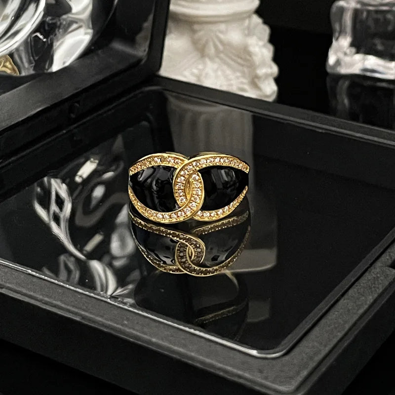Finger Ring With Ancient Style Dark And Fashionable Personality Drop Glazed Ring Niche Design Temperament Fashionable Jewelry