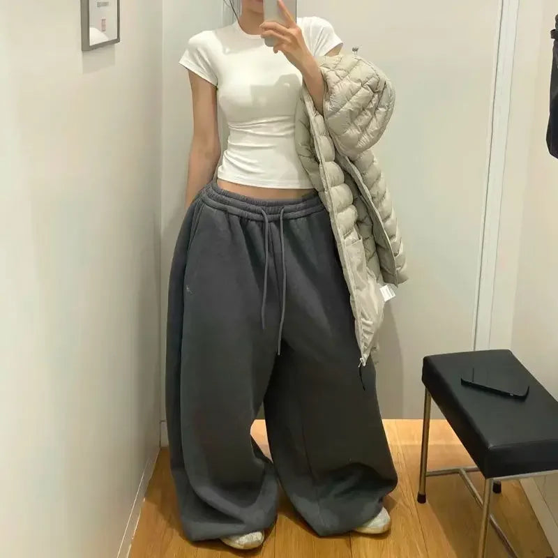 Vintage Sweatpants Women Clothes Street Hip Hop Fashion Wide Leg Pants Women Casual Loose Joggers Women Trousers
