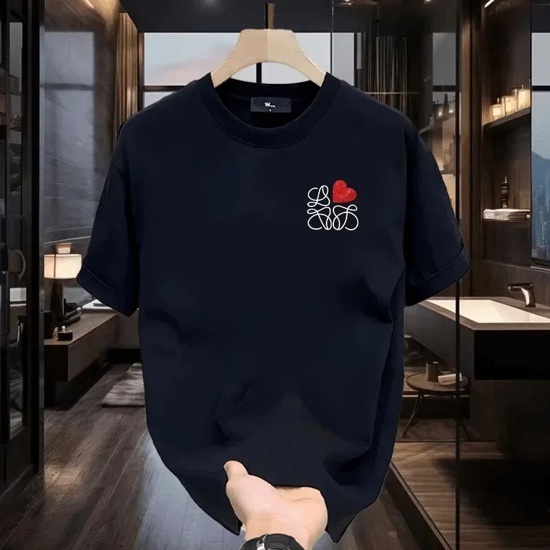Men's Short-sleeved T-shirt, New Summer Product of 2025, Round-neck Printed Short-sleeved Shirt, Casual and Fashionable