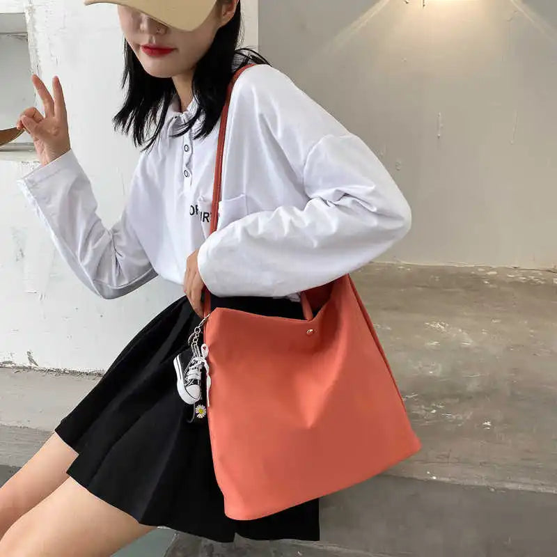Simple Casual Women's Tote Bags New Large Capacity Commute Shopping One Shoulder Bags Trend All-matched Handheld Cloth Bags