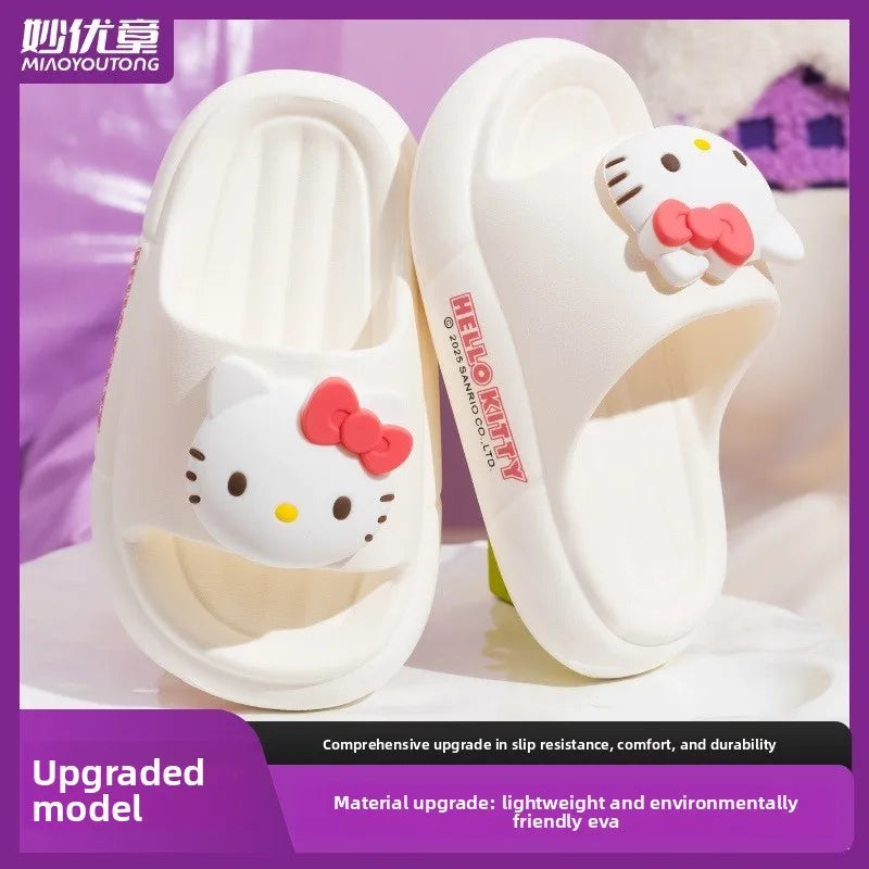 Sanrio Summer Cartoon Kuromi Children's Slippers Girl Slipper Kids Cute Indoor Home Bathroom Shoes Boy Flip Flops