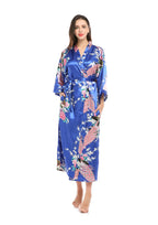 Women Long Robe Kimono Bathrobe Gown with Pockets Sexy Wedding Bride Bridesmaid Dressing Gown Oversize Satin Homewear Loungewear