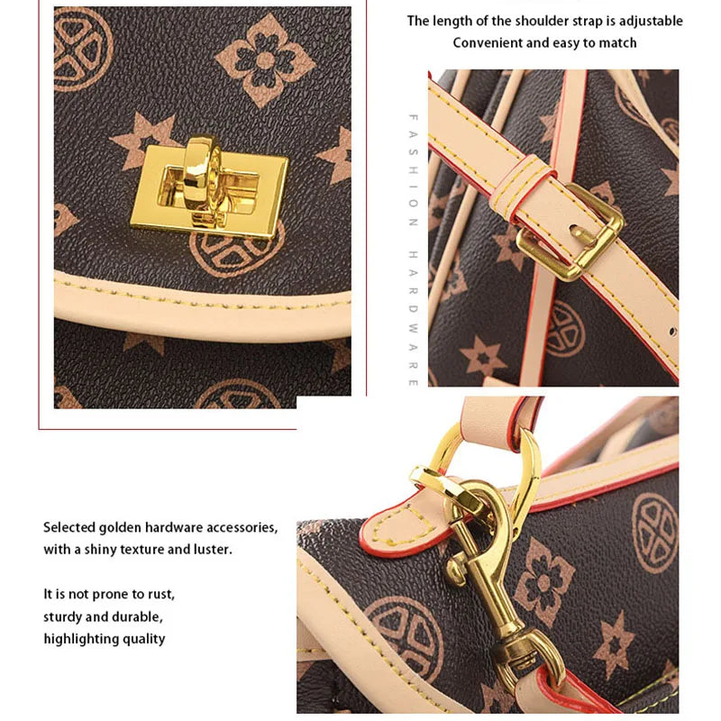 Ladies' tote bag, European and American retro handbag, printed underarm bag, fashionable commuting crossbody bag