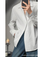 Italian Shirt Men's Trendy Slim Long Sleeve Light Luxury Style Suit Inner Shirt Hairstylist Stripes