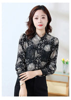Shirts for Women in Spring Autumn New Style Printed Satin Stylish Slim Fashion Commuting Simple