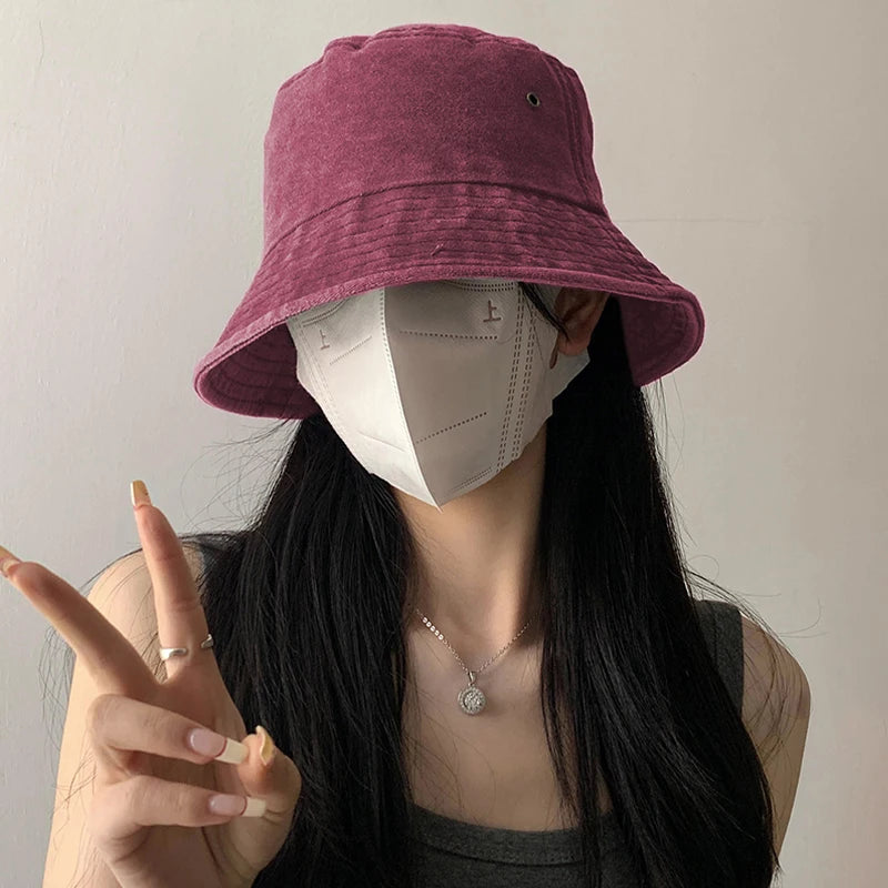 Bucket Hat Retro Washed Denim Fisherman Hat Fashionable And Versatile Sun Hat Sun Protection Fishing Hat Outdoor Hiking Hat