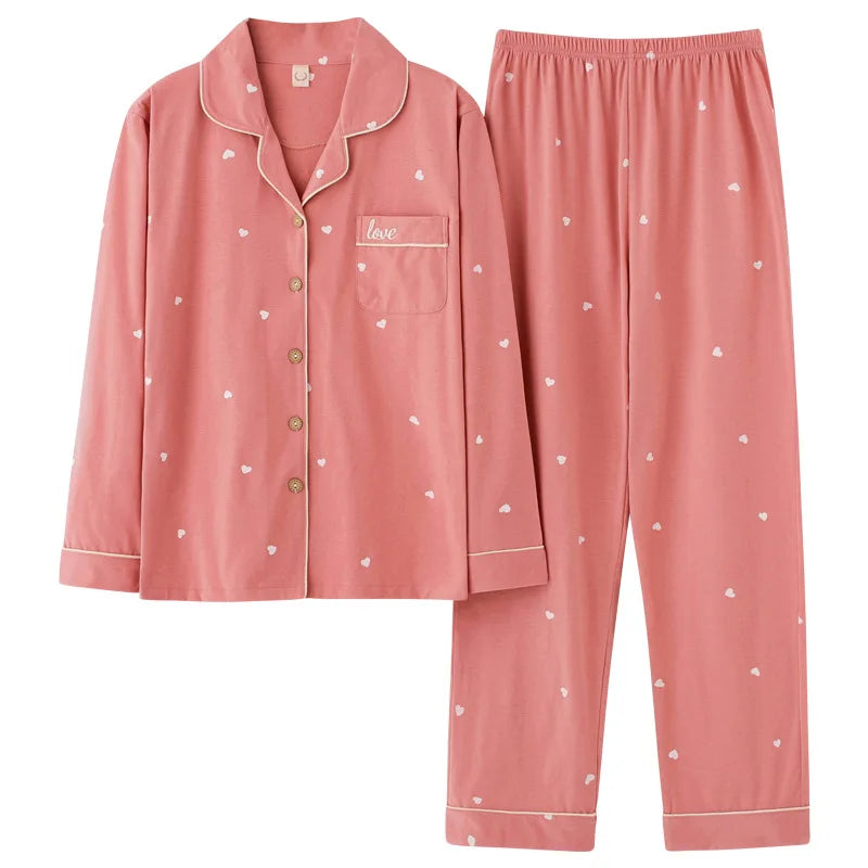 Spring/Autumn New Arrivals: Minimalist Fashion Pyjamas for Women Long-Sleeved Casual Teenage Girls' Sleepwear Homewear Sets