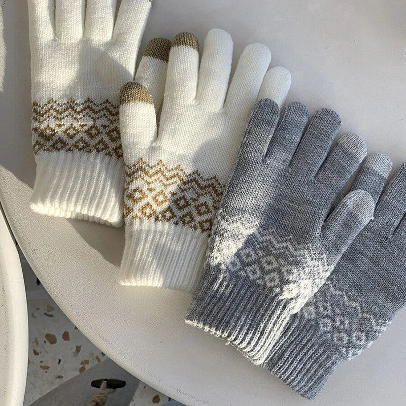 Knitted Full 1Pair Finger Gloves Winter Thicken Warm Touch Screen Gloves for Men Women Gloves Cycling Riding Gloves Ski Gloves