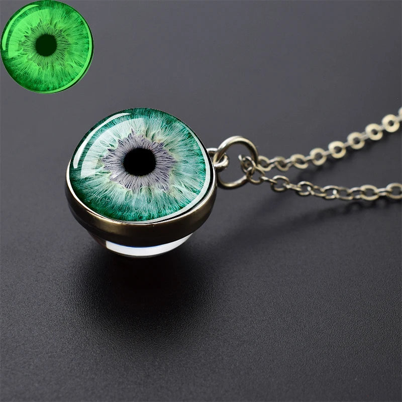 Evil Eye Necklace Charming Blue Violet Green Human Eye Necklaces for Men Women Glass Ball Pendant Chains Jewelry Halloween Gift