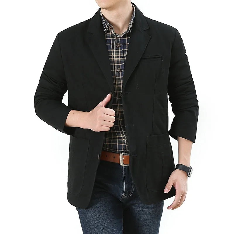 Men Suit Jacket Formal Plaid Print Long Sleeve Single Button Closure Business Coat Fashion Casual Mid Length Cardigan Office Top