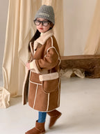 Girls Coat Melard Coat Children New Winter Thickened Foreign Air Long Coat Female Treasure Fur One Coat