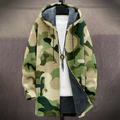 Men's Camouflage Hooded Coat with Fleece Lining Cold Weather Warm Jacket for Autumn Winter Outdoor Streetwear Fashion Trend