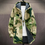Men's Camouflage Hooded Coat with Fleece Lining Cold Weather Warm Jacket for Autumn Winter Outdoor Streetwear Fashion Trend