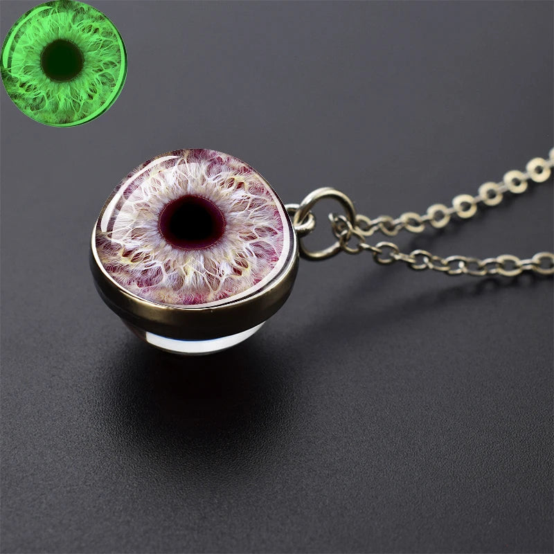 Evil Eye Necklace Charming Blue Violet Green Human Eye Necklaces for Men Women Glass Ball Pendant Chains Jewelry Halloween Gift