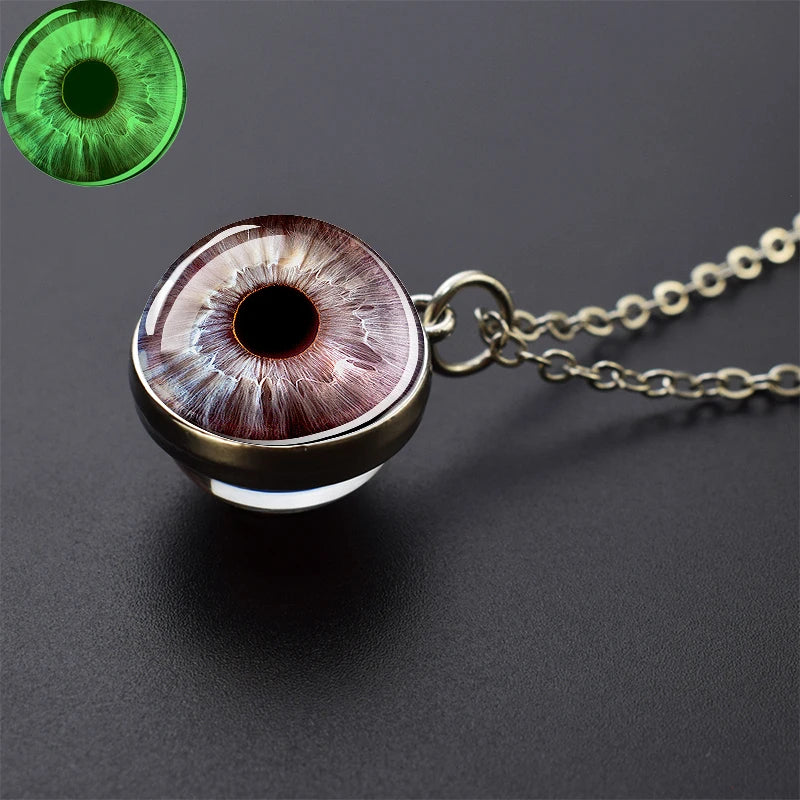 Evil Eye Necklace Charming Blue Violet Green Human Eye Necklaces for Men Women Glass Ball Pendant Chains Jewelry Halloween Gift