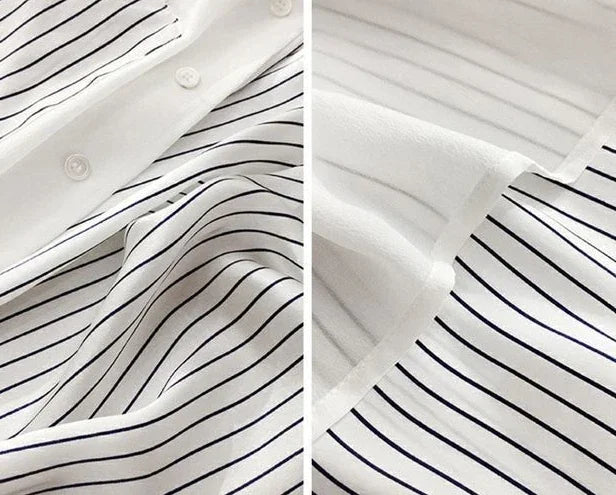 Shirts & Blouses For Women Striped Thin Style Woman Top Button Up Novelty 2025 Cute And Elegant Basic Premium Promotion Xl