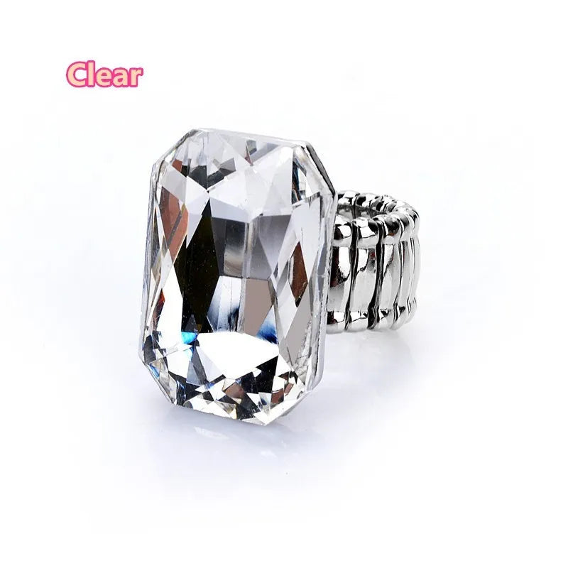 Personality Elegant Big Ring for Women 7 Colors Big Resin Stone Fashion Elastic Stretch Finger Rings Jewelry Christmaswholesale