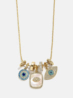 Evil Eye Charm Necklace 18K Gold Plated Stainless Steel Pendant For Women DIY Handmade Christmas Jewelry Gift For Women