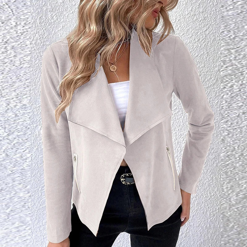 Fashion Coat Women Jacket Solid Turn Down Collar Long Sleeve Casual Jackets For Women Elegant Short Coat Outwear