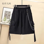 2025 Spring Streetwear Cargo Shorts Sets High Waist Joggers Women 2 Piece Short Sleeve Top with Casual Trousers