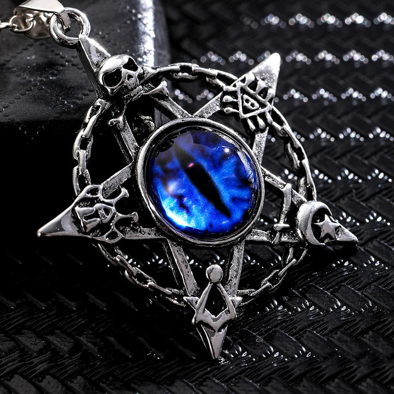 Antique Evil Eye Pendant Necklace For Women Men Creative Punk Hollow Star Colorful Eyeball Connect Choker Chain Jewelry Gifts