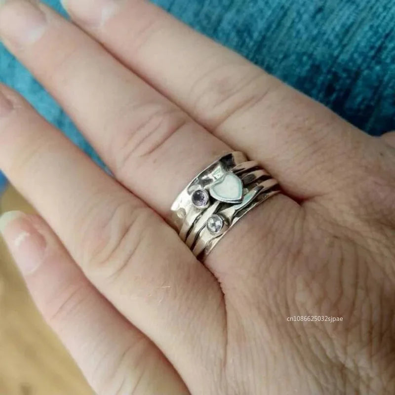 Rotating Love Ring Lover Heart Rotatable Decompression Ring Personalized Inspiration Rings Vintage Ring Jewelry Anniversary