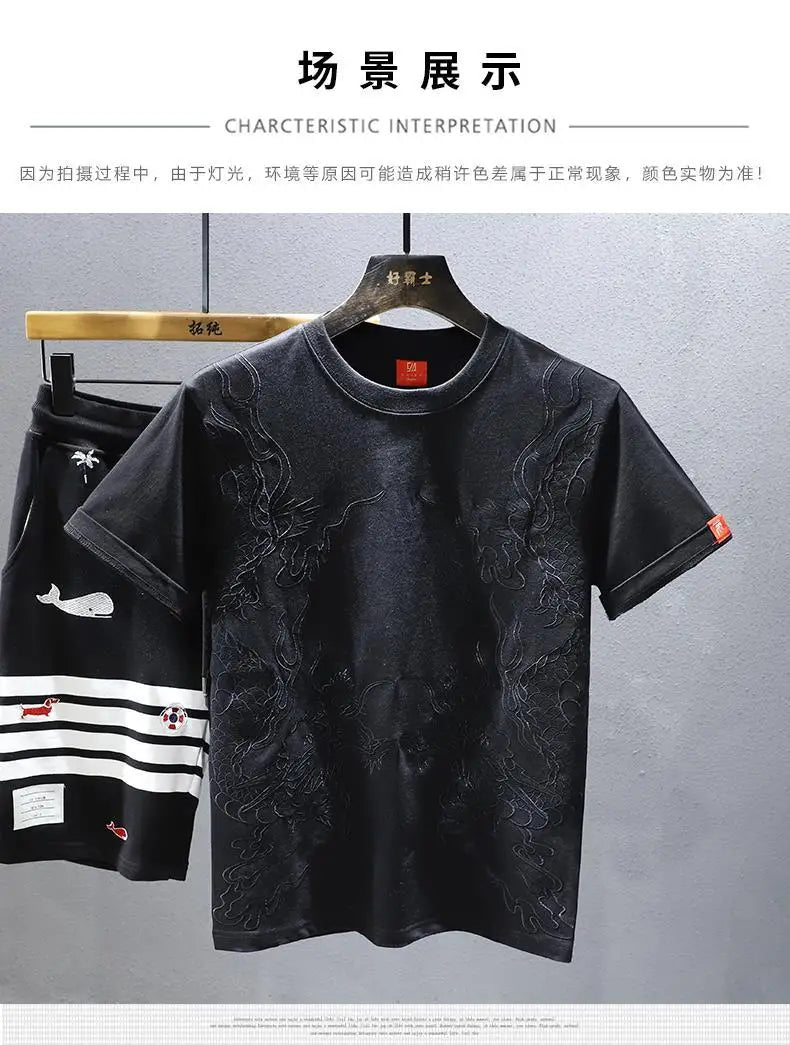 Embroidered Short-sleeved T-shirt for Men Summer New Casual Versatile Half-sleeved Undershirt