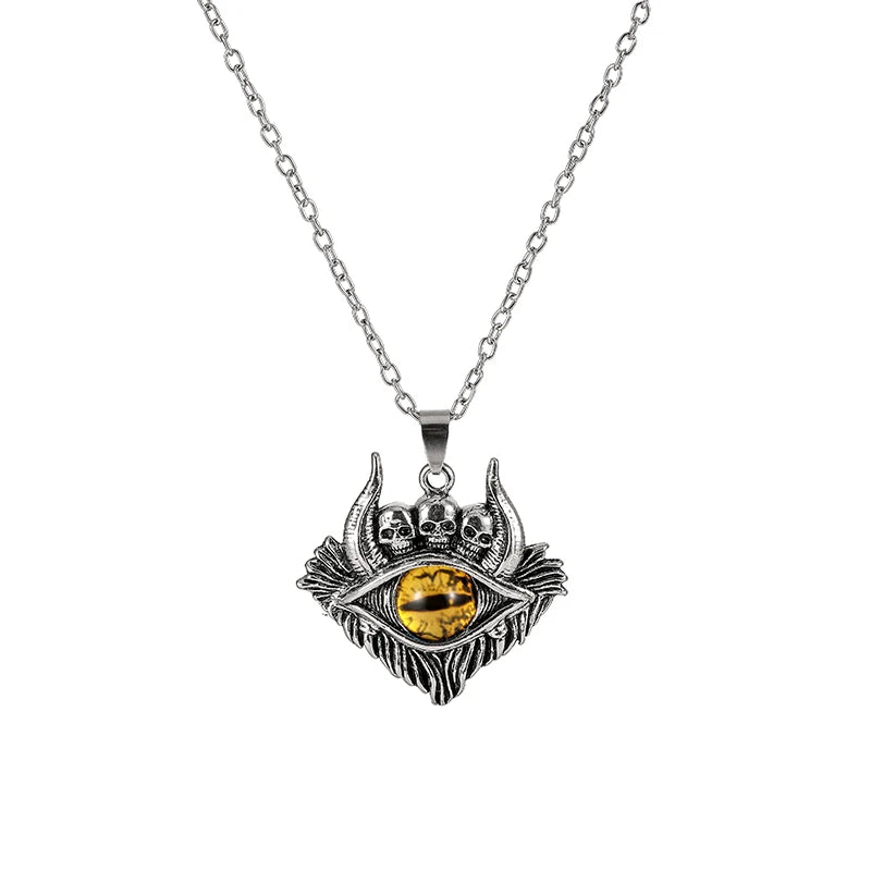 Antique Evil Eye Pendant Necklace For Women Men Creative Punk Hollow Star Colorful Eyeball Connect Choker Chain Jewelry Gifts