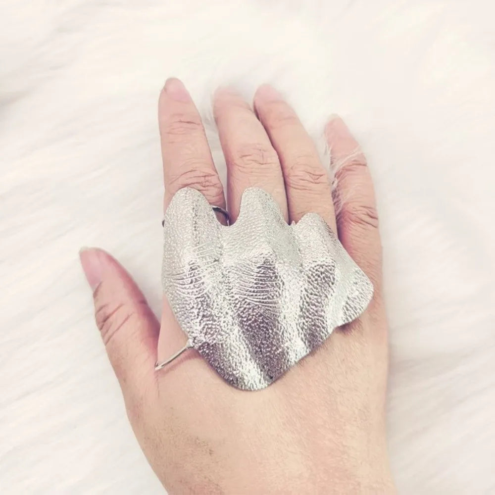 Irregular Design Knuckle Ring Minimalist Style Unique Pattern Finger Ring Exquisite Craftsmanship Delicate Texture Pleated Ring