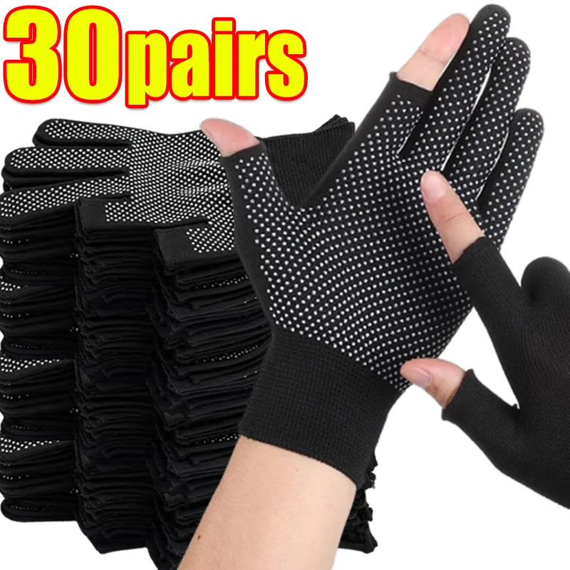 1/50pairs Nylon Gloves with Touch Screen Adhesive Anti Slip and Wear-resistant Labor Protection Men's and Women's Work Gloves