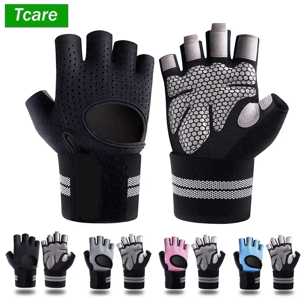 1Pair Workout Gloves for Men Women, [Full Palm Protection] [Ultra Ventilated] Gloves with Cushion Pads and Silicone Grip Durable