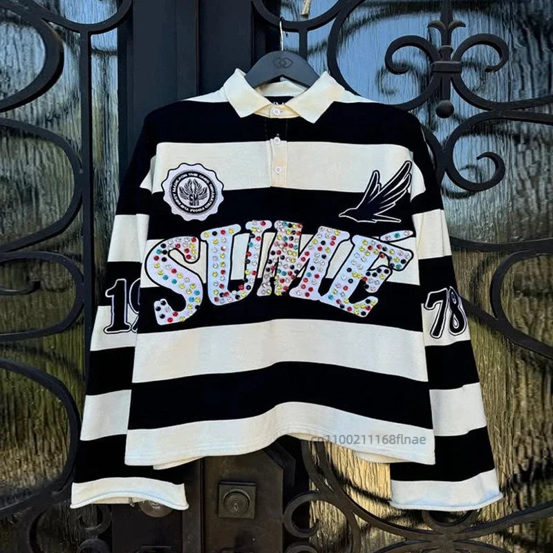 2025 American Street Dance Clothing Street Hip Hop Trend Casual Dance Performance Top New Fashion Trend 3D Printed Polo Shirt