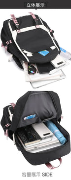 School Backpacks for Young Boys Girls Bagpack College Students Kawaii School Bag Harajuku Fashion Travel Rucksack Black Pink Bag