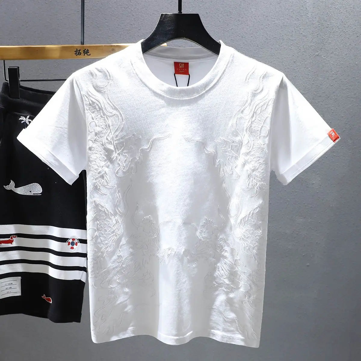 Embroidered Short-sleeved T-shirt for Men Summer New Casual Versatile Half-sleeved Undershirt