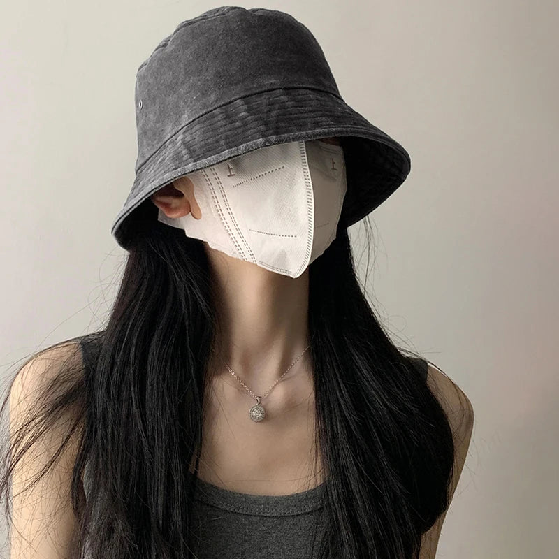 Bucket Hat Retro Washed Denim Fisherman Hat Fashionable And Versatile Sun Hat Sun Protection Fishing Hat Outdoor Hiking Hat