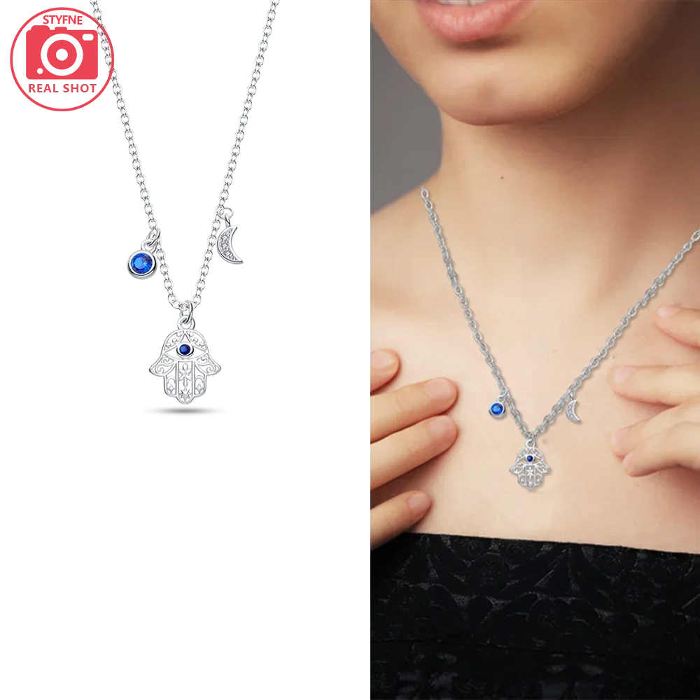 Exquisite Gold Fatima's Hand Necklace 925 Silver Original Devil's Eye Cross Bead Necklace Women Jewelry Luxury Friend Fine Gifts