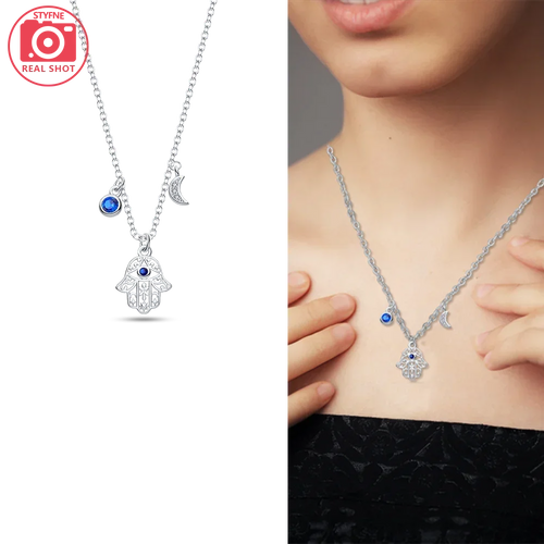 Exquisite Gold Fatima's Hand Necklace 925 Silver Original Devil's Eye Cross Bead Necklace Women Jewelry Luxury Friend Fine Gifts
