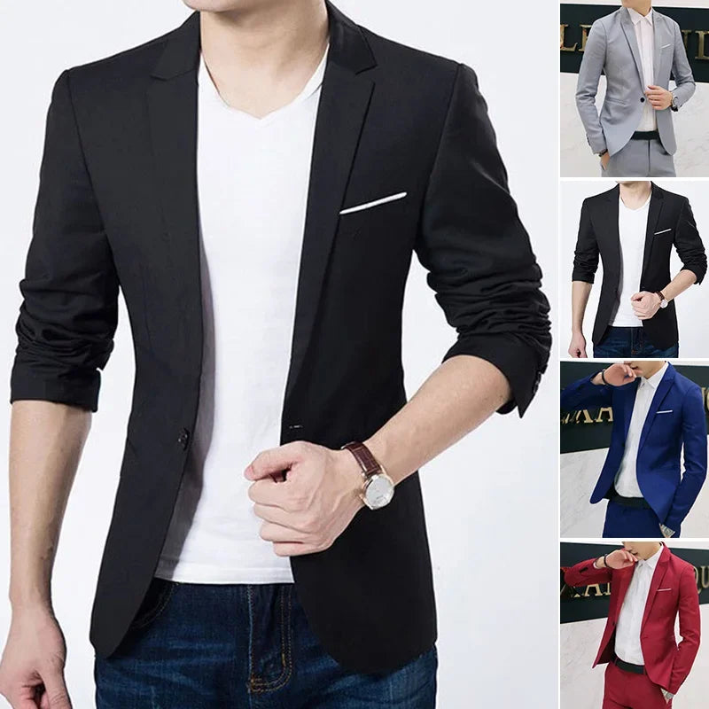 Jacket Suit Coat Men's Formal Casual Cotton blends Business One Button Outwear Lightweight Stylish Slim Fit Suitable