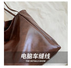 Tote Women's Bag Korean Style Large Capacity Soft Leather Shoulder Bag Retro Casual Hand-held Bucket Bag 2025 Одноплечевая сумка