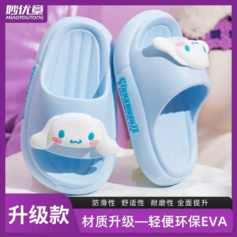 Sanrio Summer Cartoon Kuromi Children's Slippers Girl Slipper Kids Cute Indoor Home Bathroom Shoes Boy Flip Flops
