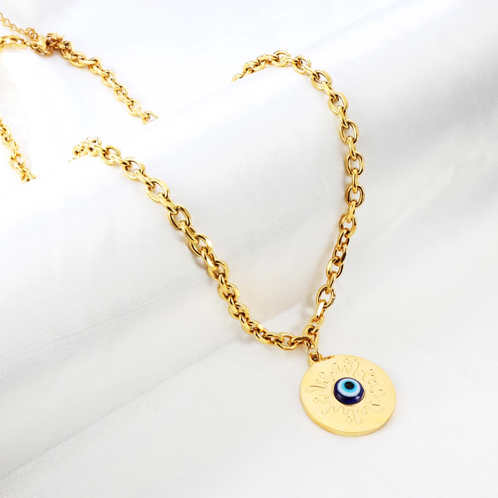 Evil Eye Pendant Necklaces For Women Girls Trending Gold Plated Layer Chain Choker Necklace Jewelry Birthday Gifts Free Shipping