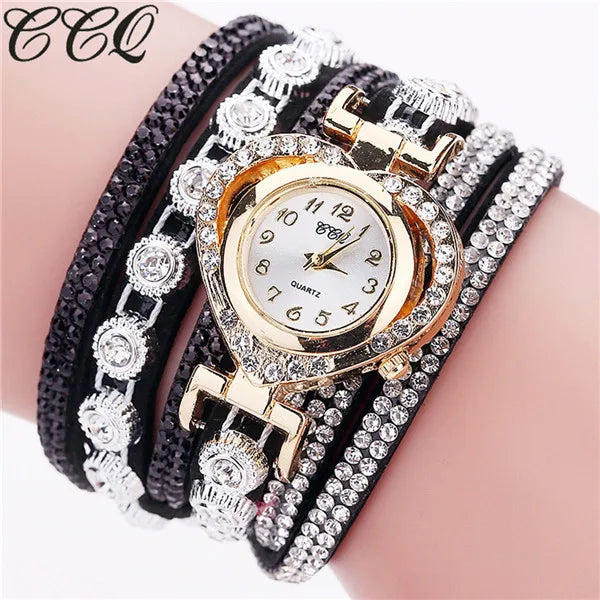 Gorgeous Women'S Diamond Inlaid Watch Retro Sparkling Crystal Bracelet Multiple Exquisite Dials Simulated Quartz Watch For Women