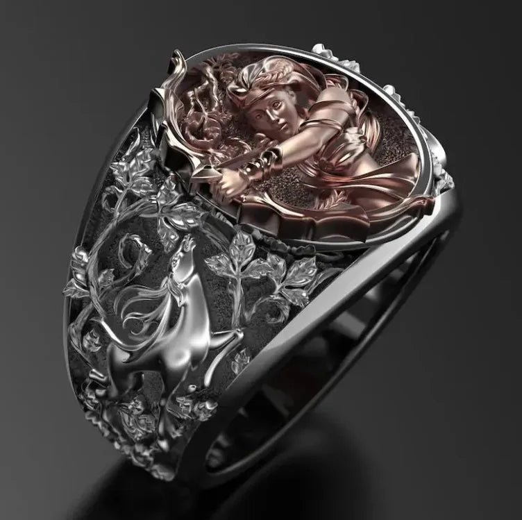 Ancient Greek Goddess Ring - Fashion Versatile Open Band, High-End Heavy Craft Couple Jewelry, Stylish Statement Accessory