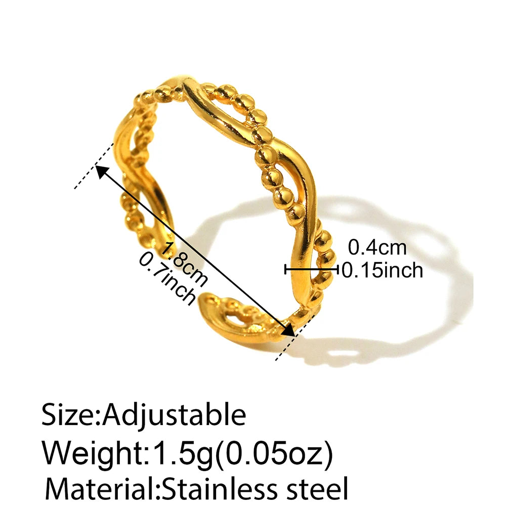 Stainless Steel Rings  Minimalist Geometric Hollow Ring Retro Fine Open Ring For Women Jewelry Non-fading High-quality Gifts New