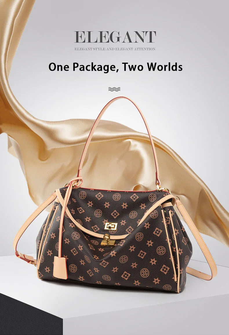 Ladies' tote bag, European and American retro handbag, printed underarm bag, fashionable commuting crossbody bag
