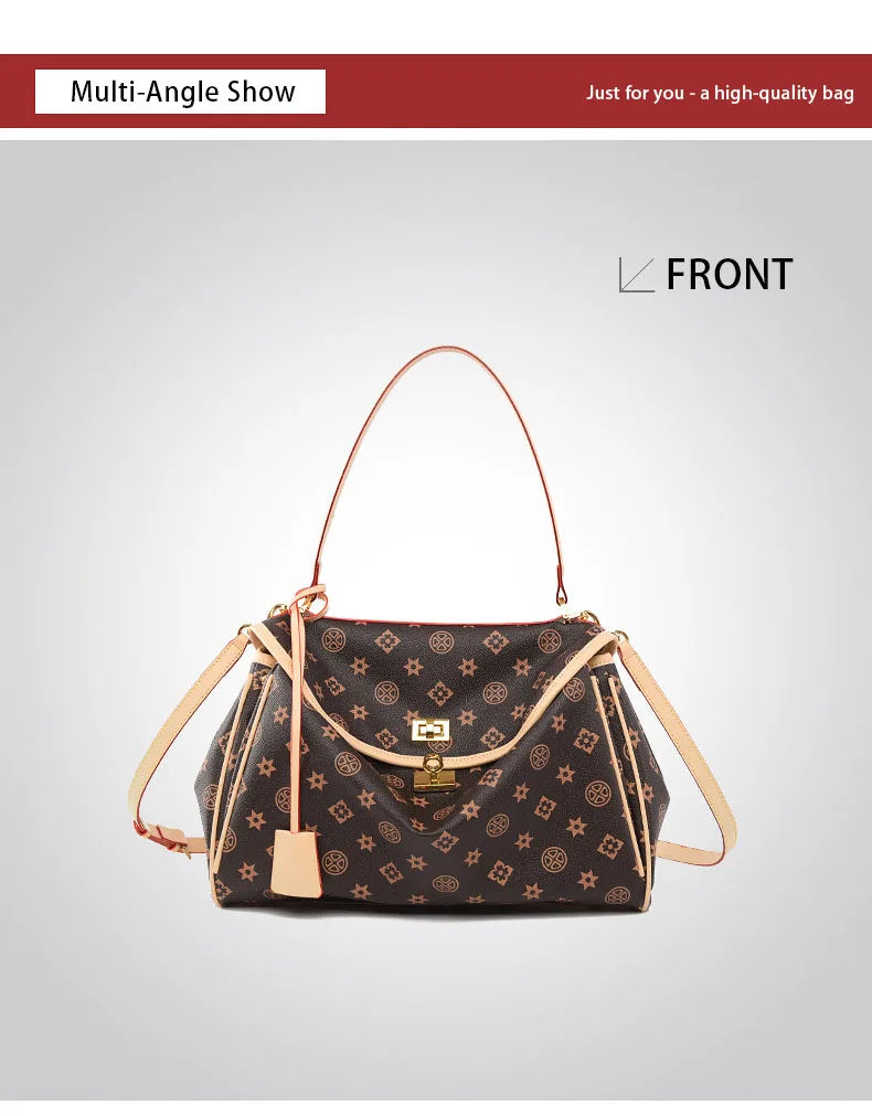 Ladies' tote bag, European and American retro handbag, printed underarm bag, fashionable commuting crossbody bag
