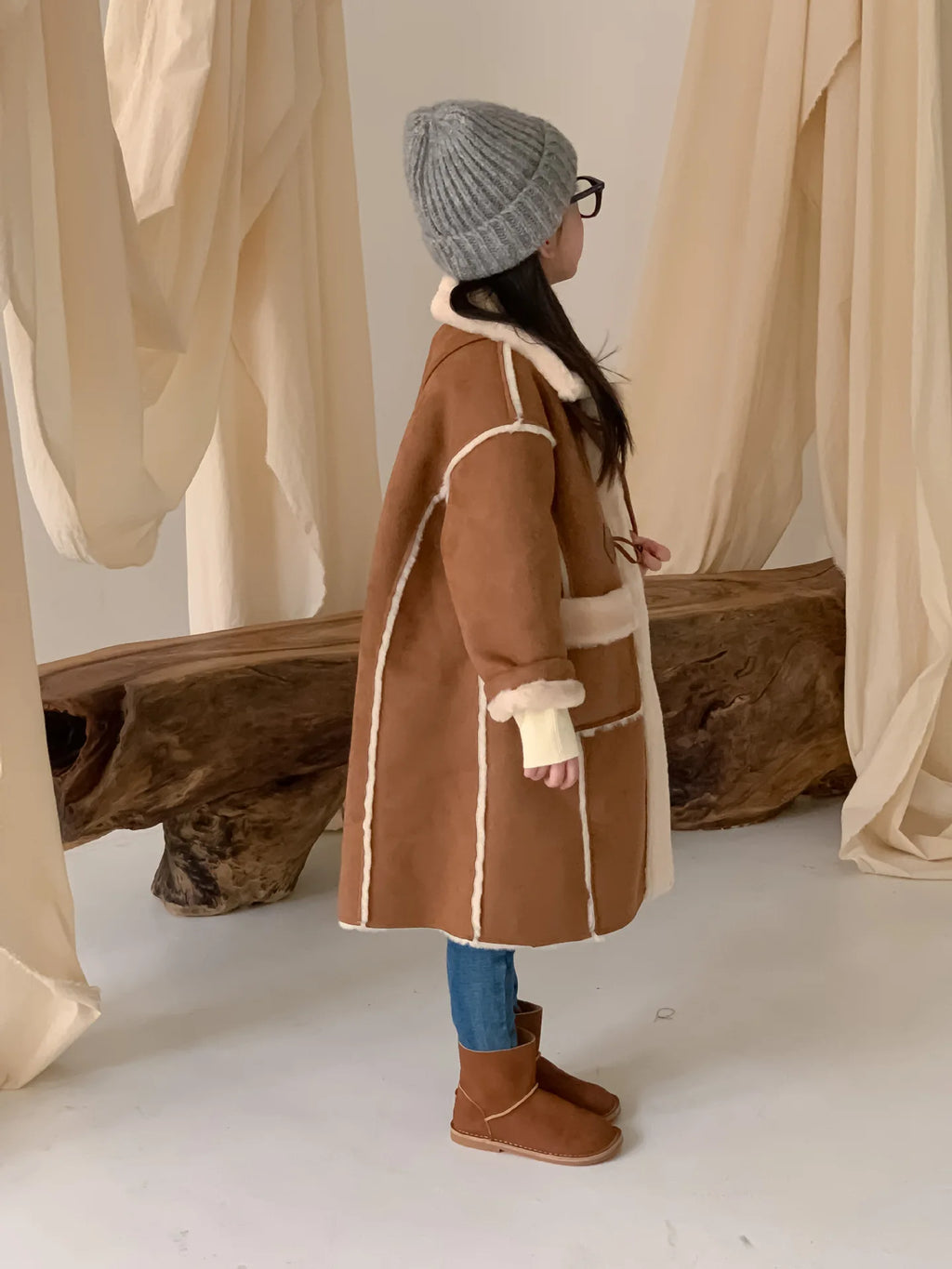 Girls Coat Melard Coat Children New Winter Thickened Foreign Air Long Coat Female Treasure Fur One Coat